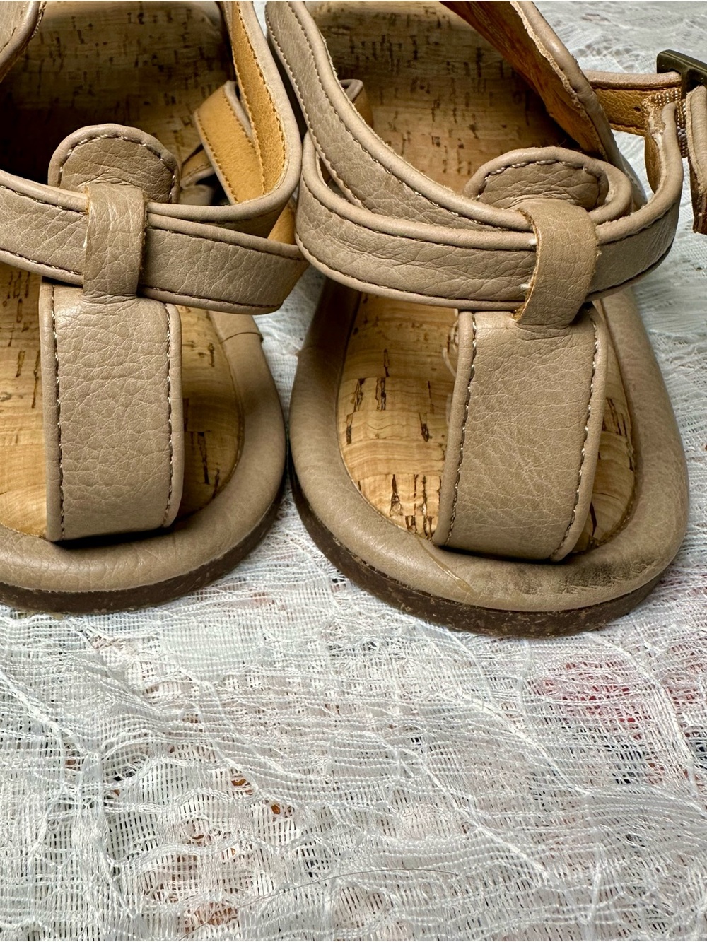 Kork-Ease Beige Leather Slingback Sandals - Picture 3 of 9